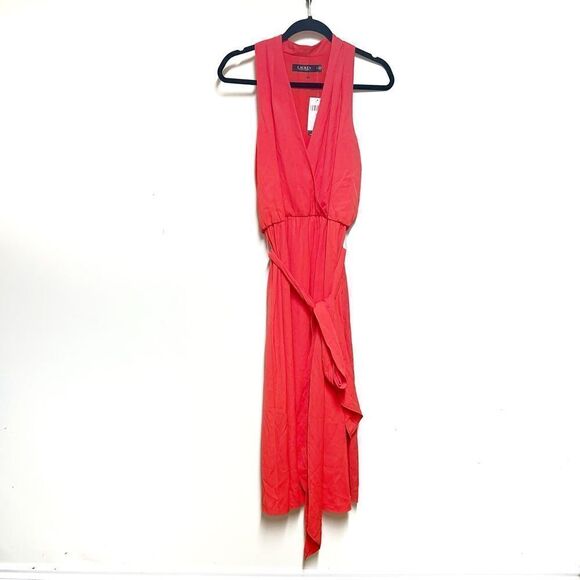 Ralph Lauren Black Label Vibrant Red Wrap Midi Dress - Picture 5 of 9